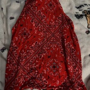 Red Paisley Bandana Print top